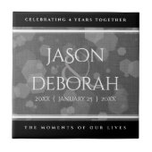 Elegant 4th Linen Wedding Jubileum Celebration Tegeltje (Voorkant)