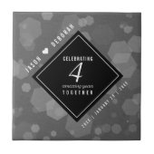 Elegant 4th Linen Wedding Jubileum Celebration Tegeltje (Voorkant)