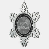 Elegant 4th Linen Wedding Jubileum Celebration Tin Sneeuwvlok Ornament (Rechts)