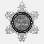 Elegant 4th Linen Wedding Jubileum Celebration Tin Sneeuwvlok Ornament (Voorkant)