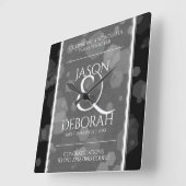 Elegant 4th Linen Wedding Jubileum Celebration Vierkante Klok (Hoek)