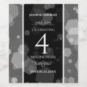 Elegant 4th Linen Wedding Jubileum Celebration Wijn Etiket (Enkel label)