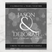 Elegant 4th Linen Wedding Jubileum Celebration Wijn Etiket (Enkel label)