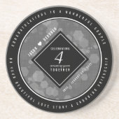 Elegant 4th Linen Wedding Jubileum Celebration Zandsteen Onderzetter (Voorkant)