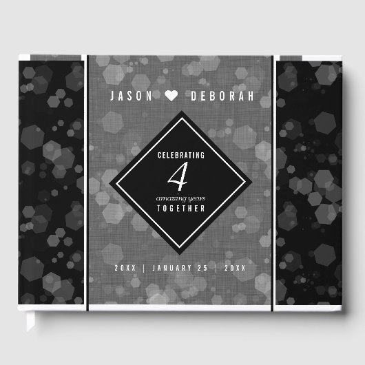 Elegant 4th Linen Wedding Jubileum Gastenboek (Voorkant)