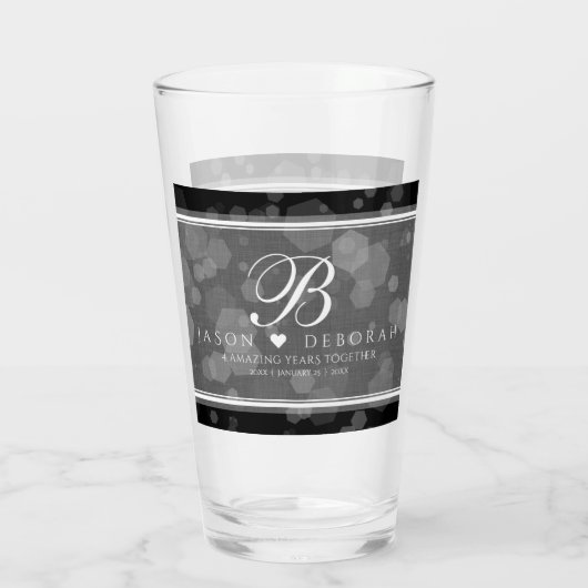 Elegant 4th Linen Wedding Jubileum Glas (Achterkant)