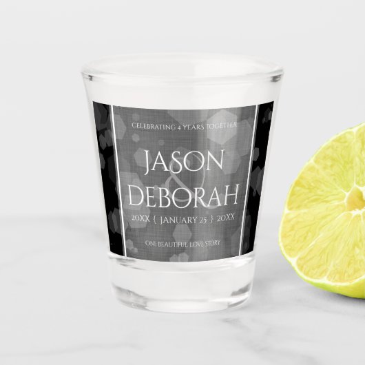 Elegant 4th Linen Wedding Jubileum Shot Glas (Voorkant)