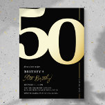 Elegant 500e verjaardag folie uitnodiging<br><div class="desc">Echte folie zwarte en gouden uitnodigingen voor 50ste verjaardagsfeest met het nummer '50' in een grote gedurfd serif lettertype en een moderne,  gemakkelijk te personaliseren sjabloon.</div>