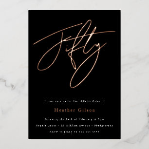 Elegant 50: 50e verjaardag Roos Gold Folie Uitnodiging