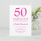 Elegant 50 and Fabulous 50th Birthday Pink Kaart (Staand voorkant)