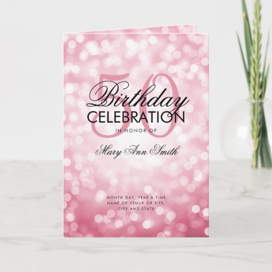 Elegant 50 Birthday Program Licht Roos Gold Menu (Voorkant)