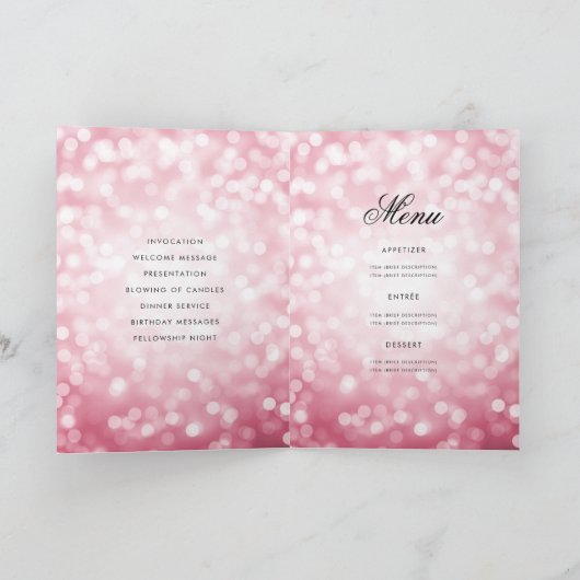 Elegant 50 Birthday Program Licht Roos Gold Menu (Binnen)