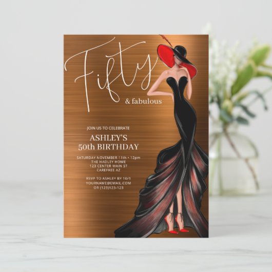 Elegant 50 en Fabulous 50th Birthday Kaart (Staand voorkant)