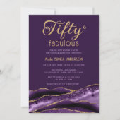 Elegant 50 en Fabulous 50th Birthday Paars Agate Kaart (Voorkant)