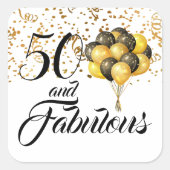 Elegant 50 en Fabulous Birthday Gold Confetti Vierkante Sticker (Voorkant)