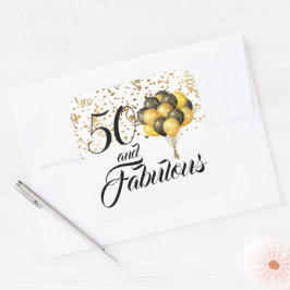 Elegant 50 en Fabulous Birthday Gold Confetti Vierkante Sticker