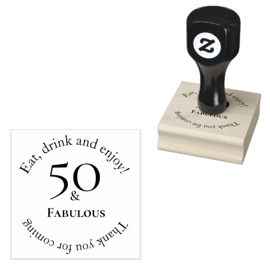 Elegant 50 en Fabulous Black 50th Birthday Rubberstempel (Gestempeld)