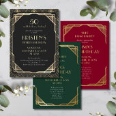 Elegant 50 en Fabulous Black and Gold Birthday Kaart