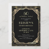 Elegant 50 en Fabulous Black and Gold Birthday Kaart (Voorkant)