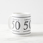 Elegant 50 en Fabulous Custom Name Birthday Koffiemok (Voorkant links)