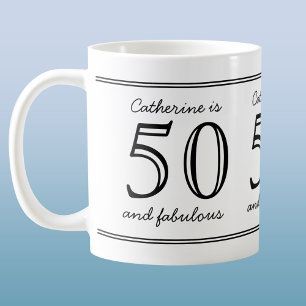 Elegant 50 en Fabulous Custom Name Birthday Koffiemok