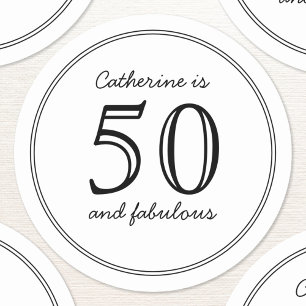 Elegant 50 en Fabulous Custom Name Birthday Ronde Sticker