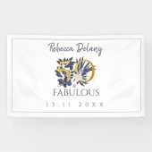 Elegant 50 en Fabulous Floral Gold 50th Birthday Spandoek (Horizontaal)