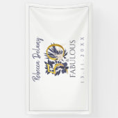 Elegant 50 en Fabulous Floral Gold 50th Birthday Spandoek (Verticaal)