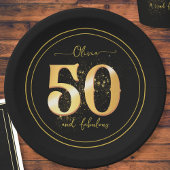 Elegant 50 en Fabulous Glitter Goud Zwart Papieren Bordje