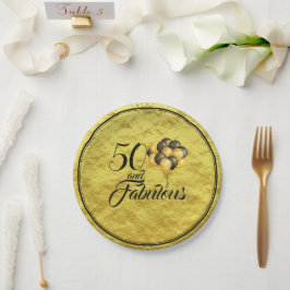 Elegant 50 en Fabulous Gold Foil Black Typografie Papieren Bordje