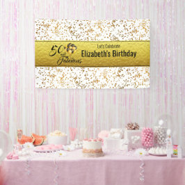 Elegant 50 en Fabulous Gold Foil Confetti Spandoek