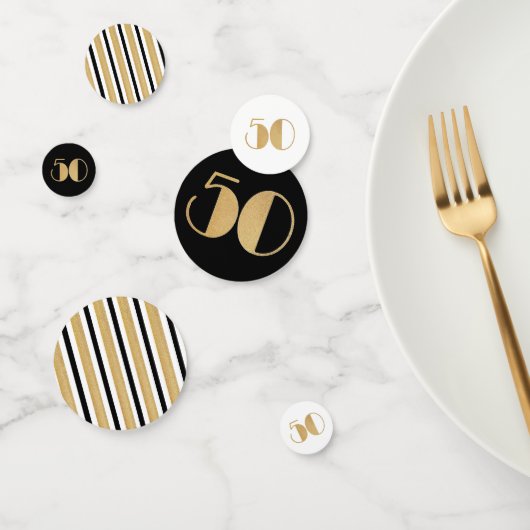 Elegant 50 en Fabulous Gold Glitter Black Stripes Confetti (Groep)