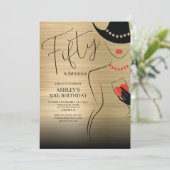 Elegant 50 en Fabulous Gold Red Birthday Kaart (Staand voorkant)