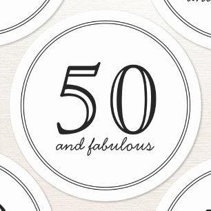 Elegant 50 en Fabulous Modern Typography Birthday Ronde Sticker