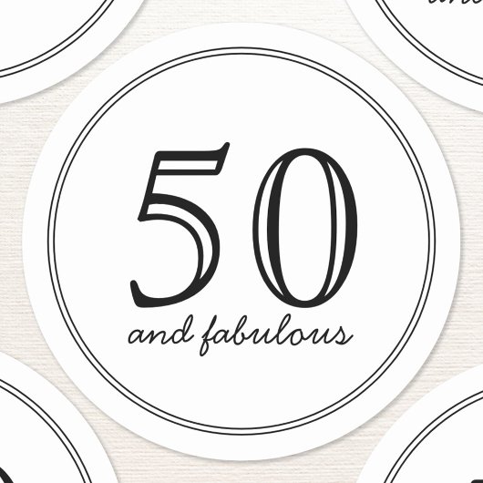 Elegant 50 en Fabulous Modern Typography Birthday Ronde Sticker