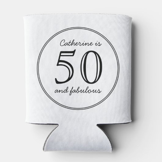 Elegant 50 en Fabulous Name Birthday Blikjeskoeler (Achterkant)