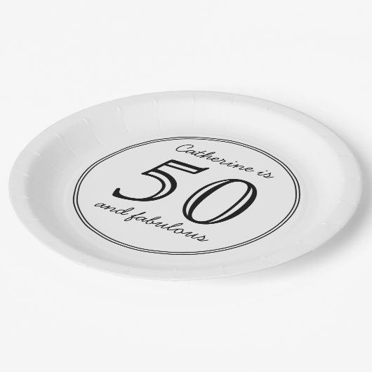Elegant 50 en Fabulous Name Birthday Party Papieren Bordje (Gekanteld)