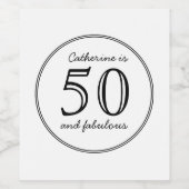 Elegant 50 en Fabulous Name Birthday Party Wijn Etiket (Enkel label)