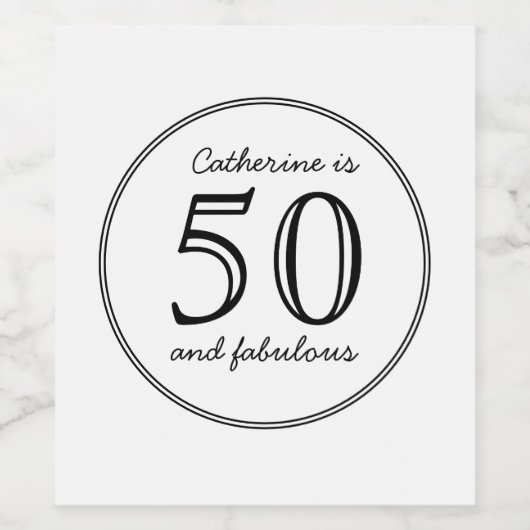 Elegant 50 en Fabulous Name Birthday Party Wijn Etiket (Enkel label)