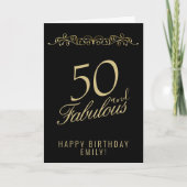 Elegant 50 en Fabulous Ornament 50th Birthday Kaart (Voorkant)