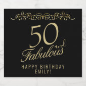 Elegant 50 en Fabulous Ornament 50th Birthday Sparkling Wijnetiket (Enkel label)