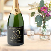 Elegant 50 en Fabulous Ornament 50th Birthday Sparkling Wijnetiket