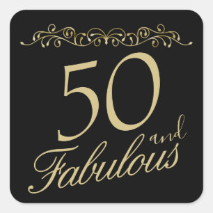 Elegant 50 en Fabulous Ornament 50th Birthday Vierkante Sticker