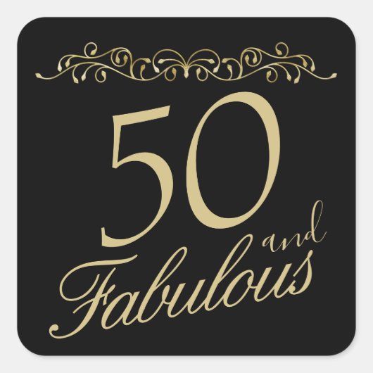 Elegant 50 en Fabulous Ornament 50th Birthday Vierkante Sticker (Voorkant)