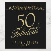 Elegant 50 en Fabulous Ornament 50th Birthday Wijn Etiket (Enkel label)