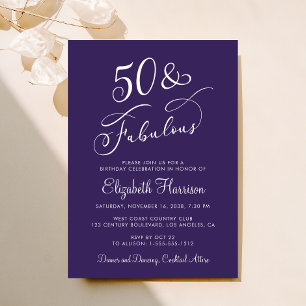Elegant 50 En Fabulous Paarse 50e Verjaardagsfeest Kaart