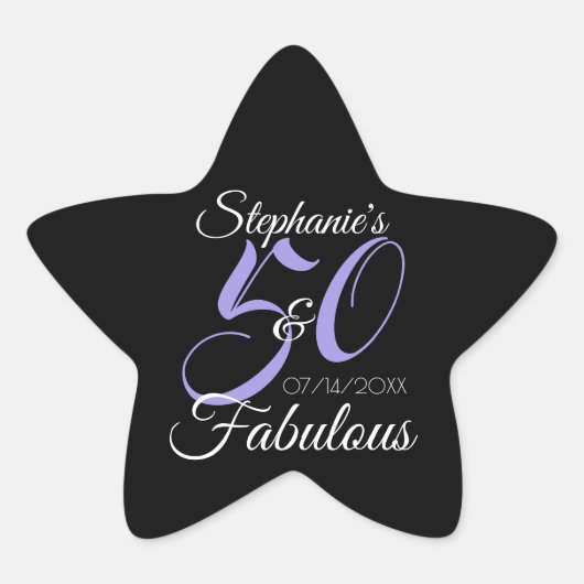 Elegant 50 en Fabulous Personalized Birthday Clas Ster Sticker (Voorkant)