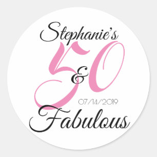 Elegant 50 en Fabulous Personalized Birthday Ronde Sticker