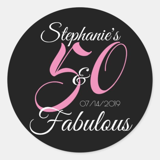 Elegant 50 en Fabulous Personalized Birthday Ronde Sticker (Voorkant)