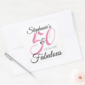 Elegant 50 en Fabulous Personalized Birthday Vierkante Sticker (Envelop)
